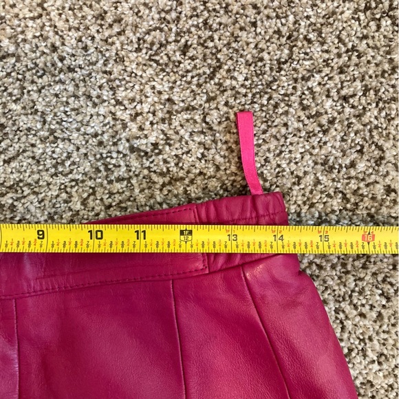 80s vintage pink leather skirt stretch waist genuine, leather skirt - Picture 8 of 9